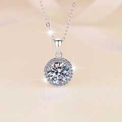 Dây Chuyền ESME ESHK060 Kim Cương Đá Moissanite Bạc 925 Xi Kim 5 lớp