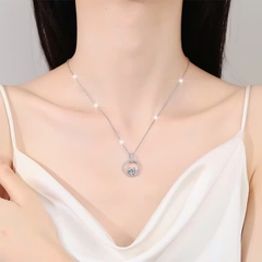 Dây Chuyền ESME ESHK059 Kim Cương Đá Moissanite Bạc 925 Xi Kim 5 lớp