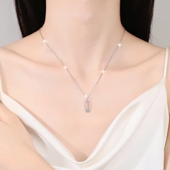 Dây Chuyền ESME ESHK058 Kim Cương Đá Moissanite Bạc 925 Xi Kim 5 lớp