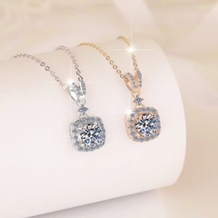 Dây Chuyền ESME ESHK057 Kim Cương Đá Moissanite Bạc 925 Xi Kim 5 lớp