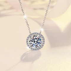 Dây Chuyền ESME ESHK051 Kim Cương Đá Moissanite Bạc 925 Xi Kim 5 lớp