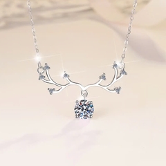 Dây Chuyền ESME ESHK042 Kim Cương Đá Moissanite Bạc 925 Xi Kim 5 lớp