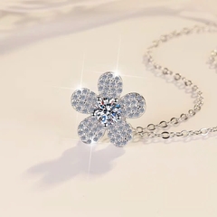 Dây Chuyền ESME ESHK038 Kim Cương Đá Moissanite Bạc 925 Xi Kim 5 lớp