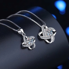Dây Chuyền ESME ESHK033 Kim Cương Đá Moissanite Bạc 925 Xi Kim 5 lớp