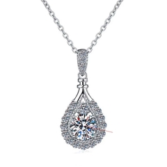 Dây Chuyền ESME ESHK026 Kim Cương Đá Moissanite Bạc 925 Xi Kim 5 lớp