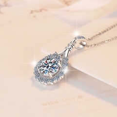 Dây Chuyền ESME ESHK026 Kim Cương Đá Moissanite Bạc 925 Xi Kim 5 lớp