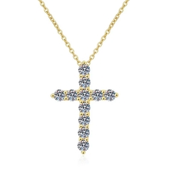 Dây Chuyền ESME ESHK020 Vàng Kim Cương Đá Moissanite Bạc 925 Xi Kim 5 lớp