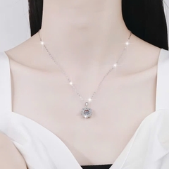Dây Chuyền ESME ESHK017 Kim Cương Đá Moissanite Bạc 925 Xi Kim 5 lớp