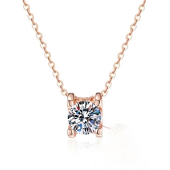 Dây Chuyền ESME ESHK019 Kim Cương Đá Moissanite Vàng Hồng Vàng 18K Bạc 925 Xi Kim 5 lớp