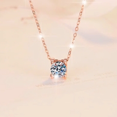 Dây Chuyền ESME ESHK019 Kim Cương Đá Moissanite Vàng Hồng Vàng 18K Bạc 925 Xi Kim 5 lớp