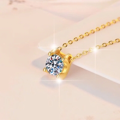 Dây Chuyền ESME ESHK019 Kim Cương Đá Moissanite Vàng Hồng Vàng 18K Bạc 925 Xi Kim 5 lớp