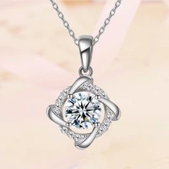 Dây Chuyền ESME ESHK016 Kim Cương Đá Moissanite Bạc 925 Xi Kim 5 lớp
