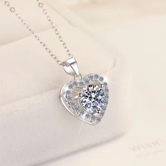 Dây Chuyền ESME ESHK014 Kim Cương Đá Moissanite Bạc 925 Xi Kim 5 lớp