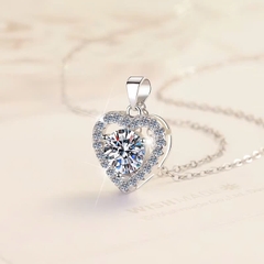 Dây Chuyền ESME ESHK014 Kim Cương Đá Moissanite Bạc 925 Xi Kim 5 lớp