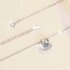 Dây Chuyền ESME ESHK043 Kim Cương Đá Moissanite Bạc 925 Xi Kim 5 lớp
