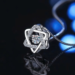 Dây Chuyền ESME ESHK025 Kim Cương Đá Moissanite Bạc 925 Xi Kim 5 lớp