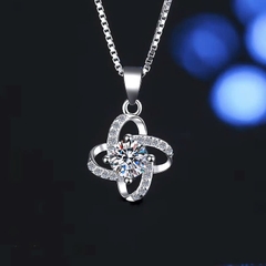 Dây Chuyền ESME ESHK031 Kim Cương Đá Moissanite Bạc 925 Xi Kim 5 lớp
