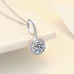 Dây Chuyền ESME ESHK003 Kim Cương Đá Moissanite Bạc 925 Xi Kim 5 lớp