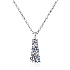 Dây Chuyền ESME ESHK073 Kim Cương Đá Moissanite Bạc 925 Xi Kim 5 lớp