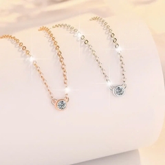 Dây Chuyền ESME ESHK050 Kim Cương Đá Moissanite Bạc 925 Xi Kim 5 lớp