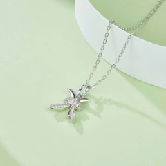 Dây Chuyền ESME ESHK0087 Pisces Kim Cương Đá Moissanite Bạc 925 Xi Kim 5 lớp