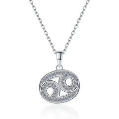 Dây Chuyền ESME ESHK0087 Cancer Kim Cương Đá Moissanite Bạc 925 Xi Kim 5 lớp