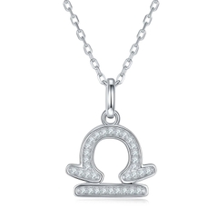 Dây Chuyền ESME ESHK0087 Libra Kim Cương Đá Moissanite Bạc 925 Xi Kim 5 lớp
