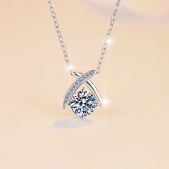 Dây Chuyền ESME ESHHK0084 Kim Cương Đá Moissanite Bạc 925 Xi Kim 5 lớp