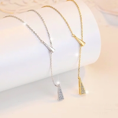 Dây Chuyền ESME ESHK086 Kim Cương Đá Moissanite Bạc 925 Xi Kim 5 lớp