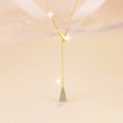 Dây Chuyền ESME ESHK086 Kim Cương Đá Moissanite Bạc 925 Xi Kim 5 lớp
