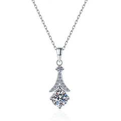 Dây Chuyền ESME ESHK0091 Kim Cương Đá Moissanite Bạc 925 Xi Kim 5 lớp