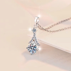 Dây Chuyền ESME ESHK0091 Kim Cương Đá Moissanite Bạc 925 Xi Kim 5 lớp
