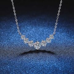 Dây Chuyền ESME ESHK0093 Kim Cương Đá Moissanite Bạc 925 Xi Kim 5 lớp