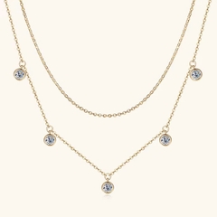 Dây Chuyền ESME ESHK050A Kim Cương Đá Moissanite Bạc 925 Xi Kim 5 lớp