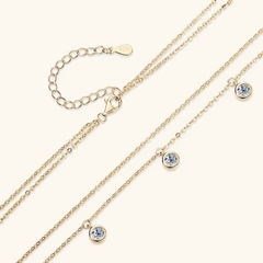 Dây Chuyền ESME ESHK050A Kim Cương Đá Moissanite Bạc 925 Xi Kim 5 lớp