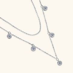 Dây Chuyền ESME ESHK050A Kim Cương Đá Moissanite Bạc 925 Xi Kim 5 lớp