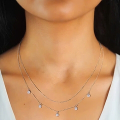 Dây Chuyền ESME ESHK050A Kim Cương Đá Moissanite Bạc 925 Xi Kim 5 lớp