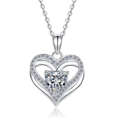Dây Chuyền ESME ESHK0100 Kim Cương Đá Moissanite Bạc 925 Xi Kim 5 lớp