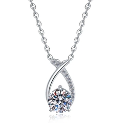 Dây Chuyền ESME ESHK0104 Kim Cương Đá Moissanite Bạc 925 Xi Kim 5 lớp