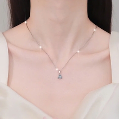 Dây Chuyền ESME ESHK0107 Kim Cương Đá Moissanite Bạc 925 Xi Kim 5 lớp
