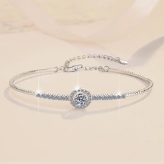 Vòng Tay ESME ESSL014 Kim Cương Đá Moissanite Bạc 925 Xi Kim 5 lớp