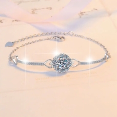 Vòng Tay ESME ESSL019 Kim Cương Đá Moissanite Bạc 925 Xi Kim 5 lớp