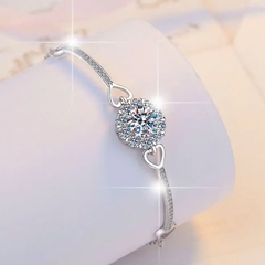 Vòng Tay ESME ESSL019 Kim Cương Đá Moissanite Bạc 925 Xi Kim 5 lớp