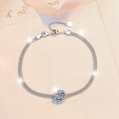 Vòng Tay ESME ESSL017 Kim Cương Đá Moissanite Bạc 925 Xi Kim 5 lớp