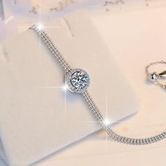 Vòng Tay ESME ESSL017 Kim Cương Đá Moissanite Bạc 925 Xi Kim 5 lớp