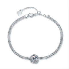 Vòng Tay ESME ESSL017 Kim Cương Đá Moissanite Bạc 925 Xi Kim 5 lớp