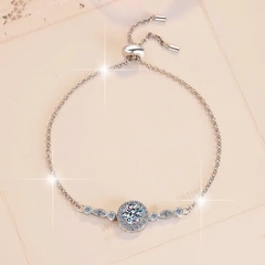 Vòng Tay ESME ESSL008 Kim Cương Đá Moissanite Bạc 925 Xi Kim 5 lớp