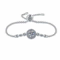 Vòng Tay ESME ESSL008 Kim Cương Đá Moissanite Bạc 925 Xi Kim 5 lớp