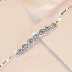 Vòng Tay ESME ESSL022 Kim Cương Đá Moissanite Bạc 925 Xi Kim 5 lớp