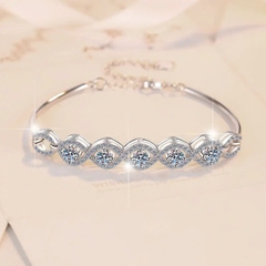 Vòng Tay ESME ESSL022 Kim Cương Đá Moissanite Bạc 925 Xi Kim 5 lớp